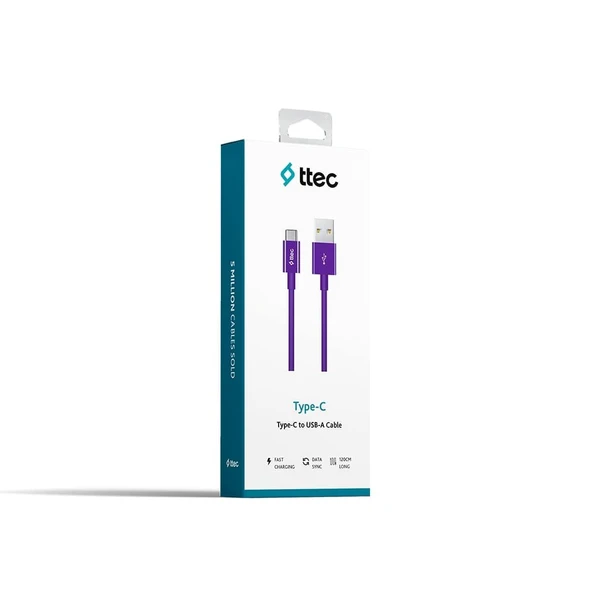 Ttec Type-C Kablo Mor 1.20cm - 2DK12MR - Resim 2