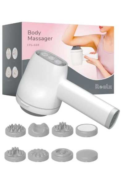 Realx Şarjlı 8 Başlıklı 5 Modlu Titreşimli Tüm Vucüt Masaj Aleti Body Massanger Rx-303 ürün görseli 1