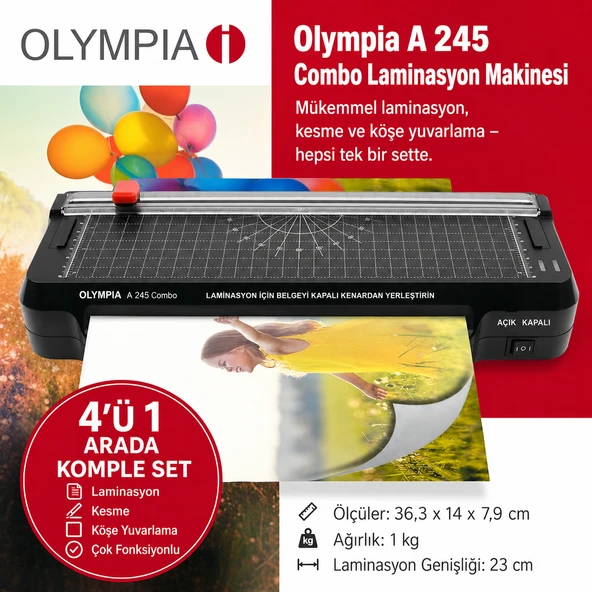 4 ü 1 Arada A245 Combo Laminasyon Makinesi ,Giyotin Makinesi ,Köşe Kesme Aparatı ürün görseli 1