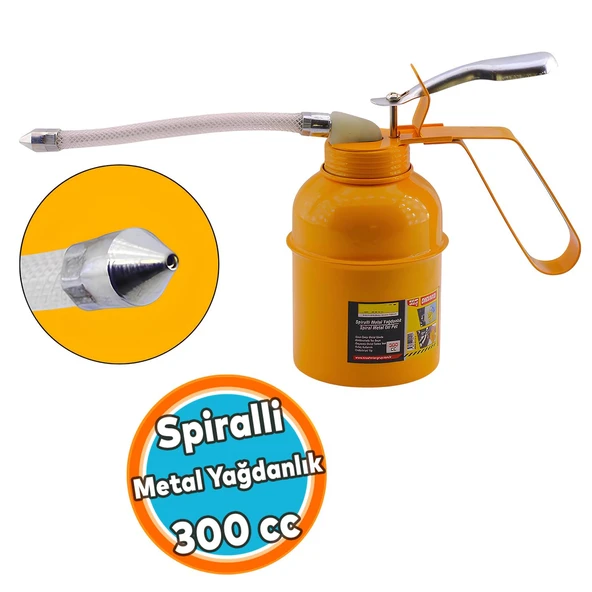 Spiralli Metal Gövdeli Yağdanlık Uçlu Yağ Pompası Araba Makine Atölye Yağdanlığı 300 ml ürün görseli 1