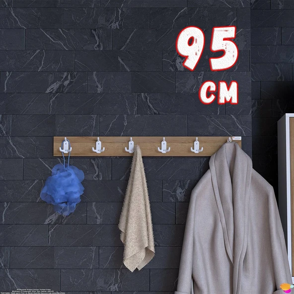 Modilayn ARI Serisi (91,4x9,6 cm) 6' lI Set 18 Kancalı Banyo Askısı | Ekstra Düzen ve Yer Tasarrufu ürün görseli 1