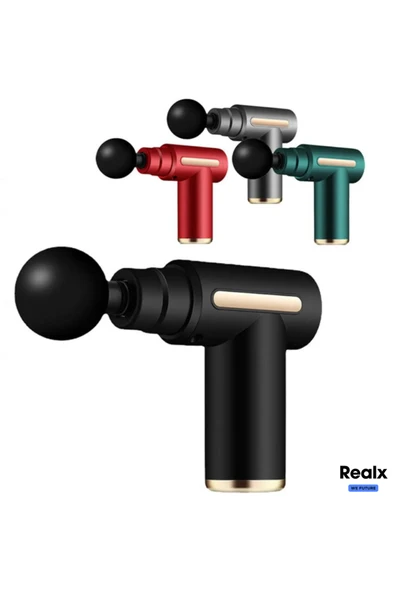 Realx 4 Başlıklı Mini Şarjlı 6 Kademeli Titreşimli Profesyonel Masaj Tabancası ve Masaj Aleti ürün görseli 1