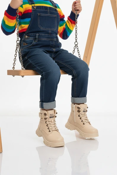 Ayakmod Bej İçi Polarlı Kaymaz Taban Unisex Çocuk Bot 24035 F ürün görseli 1