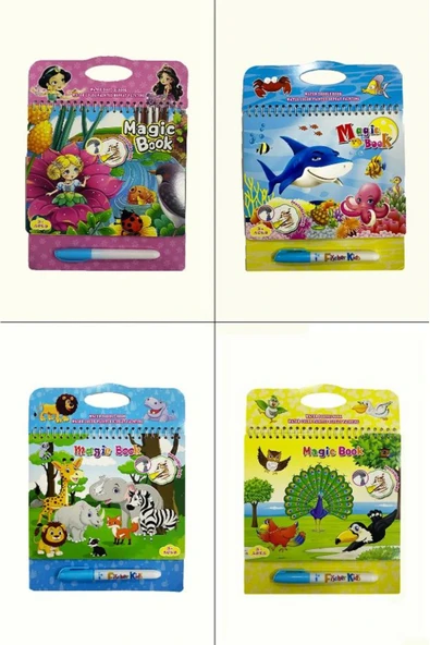 Retoys Sihirli Boyama Kitabı 4 Lü Set Sulu Kalem Eğlenceli Aktivite ürün görseli 1