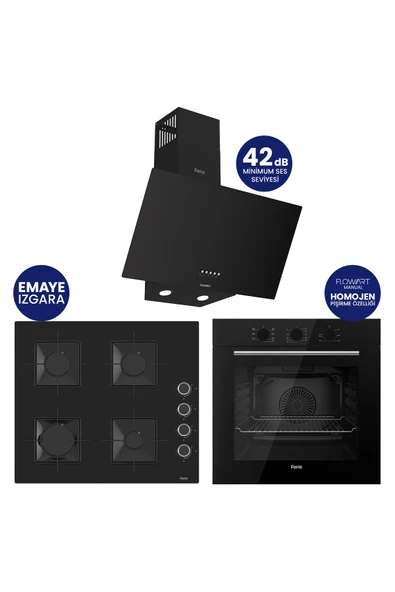 QBL62CS - SS205 -D086SA 60 Cm Siyah Cam Silentart Turbolu Ankastre Set -Yeni 2026 ürün görseli 1