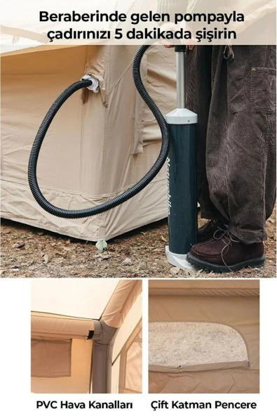 Realx 6 Kişilik Su Geçirmez 4 Mevsim şişme Kamp çadırı 300x210x200 Cm Kolay Kurulum özelliği