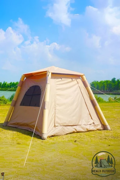 Realx 4 - 6 Kişilik Su Geçirmez Şişme Kamp Çadırı 220x220x190 CM 300D ürün görseli 1