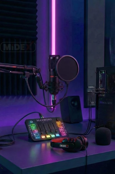 Midex Arcade Pack-1 MEDLEY Ses Kartı ve BM-800 Mikrofon Gaming Canlı Yayın Stüdyo Seti ürün görseli 1
