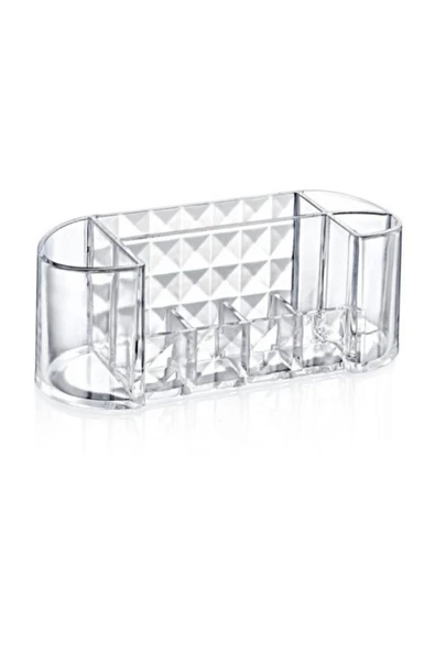 Diamond Oval Organizer Kapaklı Şık Makyaj ve Takı Düzenleyici | Banyo & Masaüstü Organizer ürün görseli 1