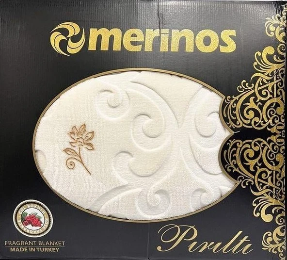 Merinos Pırıltı Embos Çift Kişilik Battaniye Krem ürün görseli 1