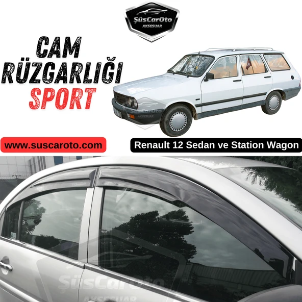 Renault 12 Sedan Toros Sw Station Wagon 1988-2001 Uyumlu Mugen Cam Rüzgarlığı Seti Piano Black 4'lü İthal Parlak Siyah ürün görseli 1