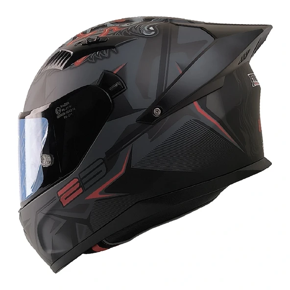 FAZER FX-211X MAT SİYAH-GRİ-KIRMIZI KASK KAPALI MODEL RENKLİ CAMLI ( İÇ GÜNEŞ VİZÖRLÜ ) ürün görseli 1
