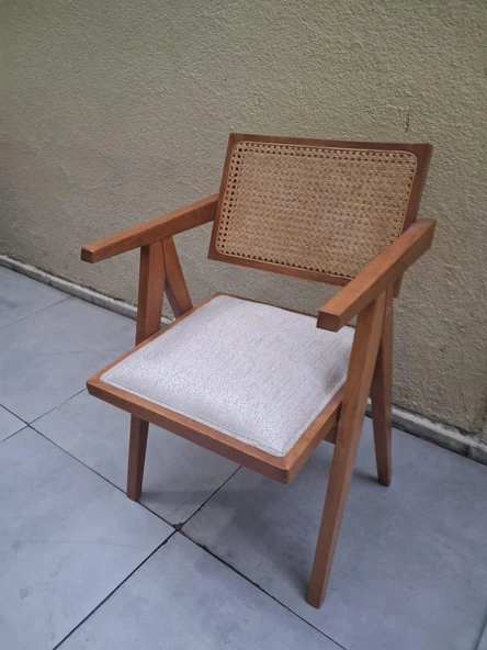 Sandalye V Ayak 90546 zus 122 hazeran model Ahşap Kayın Hasırlı Ceviz Lake Boya ürün görseli 1