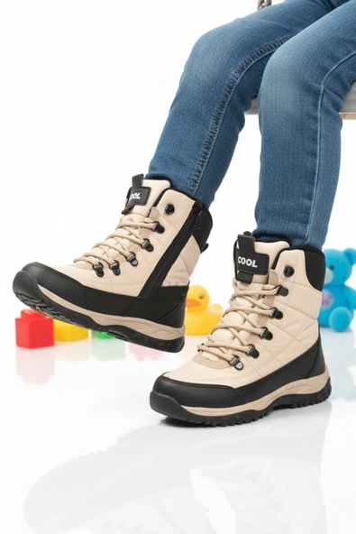 Cool Bej Polarlı Kaymaz Taban Soğuğa Dirençli Unisex Çocuk Bot Felix F ürün görseli 1