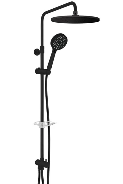 Eca Dalia Plus Teleskobik Kolonlu Banyo Tepe Duş Seti Yuvarlak Takım Mat Siyah 102158040C1 ürün görseli 1