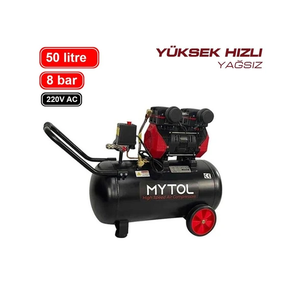 Mytol MYK0501 Yağsız 50 L 8 Bar 1.5 HP Yüksek Hızlı Hava Kompresörü ürün görseli 1