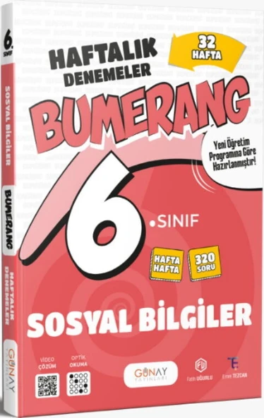 Günay Yayınları 6. Sınıf Sosyal Bilgiler Bumerang 32 Haftalık Denemeler ürün görseli 1