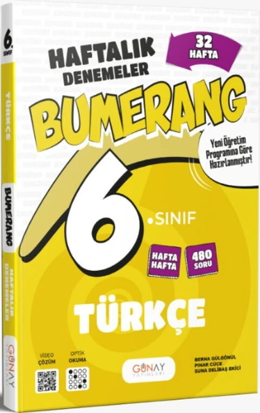 Günay Yayınları 6. Sınıf Türkçe Bumerang 32 Haftalık Denemeleri ürün görseli 1