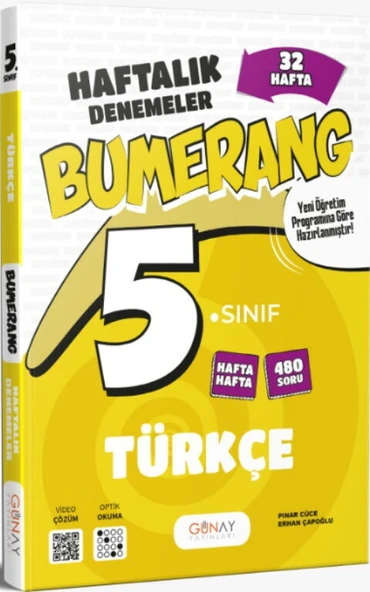 Günay Yayınları 5. Sınıf Türkçe Bumerang 32 Haftalık Denemeleri ürün görseli 1