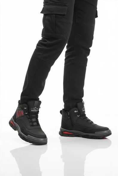 Ayakmod Siyah Kırmızı Kaymaz Taban Fermuarlı Unisex Outdoor Bot 444 G ürün görseli 1