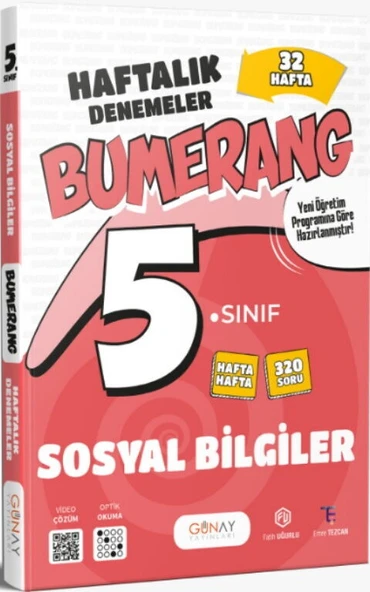 Günay Yayınları 5. Sınıf Sosyal Bilgiler Bumerang 32 Haftalık Denemeleri ürün görseli 1