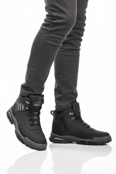 Ayakmod Siyah Gri Kaymaz Taban Fermuarlı Unisex Outdoor Bot 444 G ürün görseli 1
