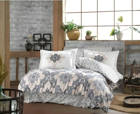 Hobby Kingsize Poplin Nevresim Amanda Gri ürün görseli 1