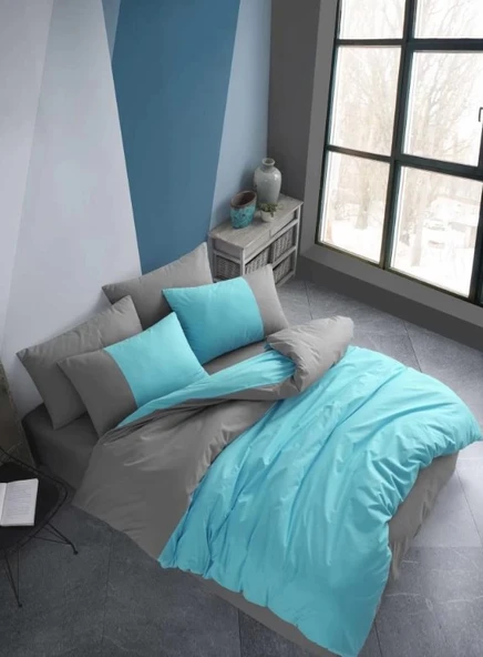 Hobby Kingsize Poplin Nevresim Diamond Turkuaz ürün görseli 1