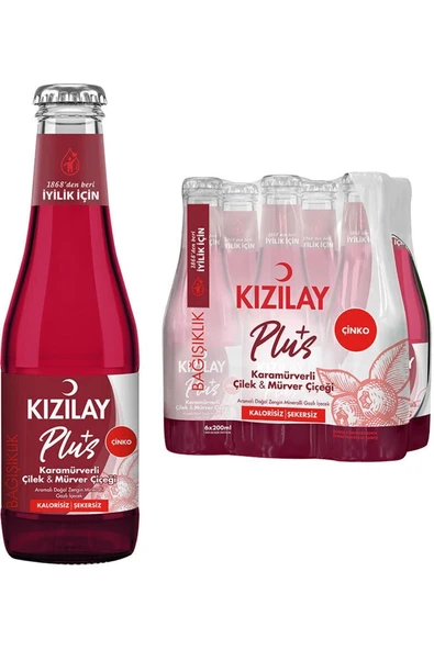 Plus Karamürverli Çilek Ve Mürver Çiçeği Aromalı Maden Suyu 200 ml 6'lı ürün görseli 1