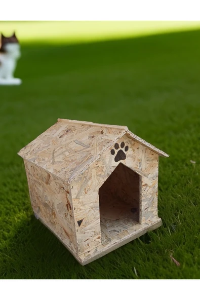Odun Rengi Lüx Kedi Evi Kulübesi 1.Sınıf Ahşap Yağmur Ve Soğuk Hava Geçirmez ürün görseli 1