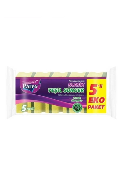 Tırnak Koruyuculu Yeşil Bulaşık Süngeri 5'li Eko Paket 8699971791646 ürün görseli 1