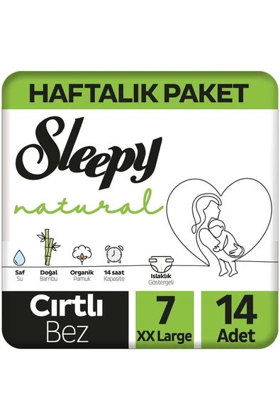Natural Haftalık Paket Bebek Bezi 7 Numara Xxlarge 14 Adet ürün görseli 1