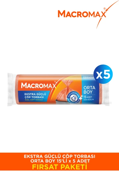 Ekstra Güçlü Çöp Torbası Orta Boy - 15 Li Paket X5 ürün görseli 1