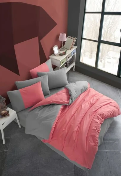 Hobby Kingsize Poplin Nevresim Diamond Koral ürün görseli 1