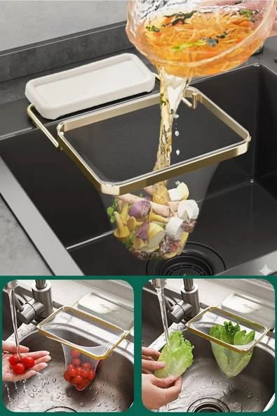 Katlanır Mutfak Lavabo Süzgeci Tıkanıklığa Son 50 Adet Tül Süzgeç Hediye Yeni Nesil Modern Süzgeç ürün görseli 1
