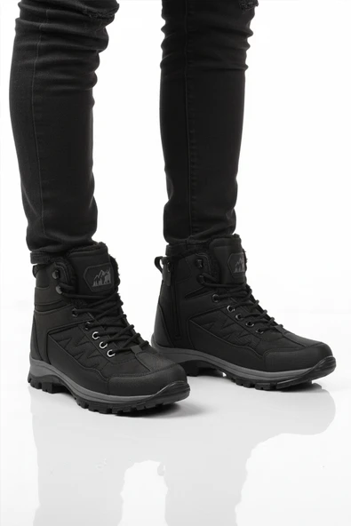 Ayakmod Siyah İçi Kürklü Soğuğa Dirençli Kaymaz Taban Unisex Outdoor Bot 980 G ürün görseli 1