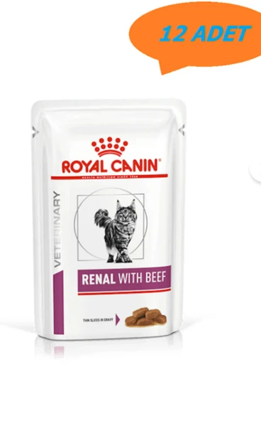 Royal Canin Veterinary Diet Renal with Beef Sığır Etli Yaş Kedi Maması 85 gr x 12 Adet ürün görseli 1