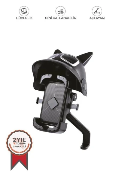 Torima Siyah JX-047 Kedili Motorsiklet ve Bisiklet Telefon Tutucu ürün görseli 1