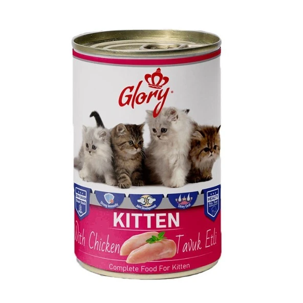 12x400 Gram Glory Parça Tavuk Etli Yavru Kedi Konservesi ürün görseli 1