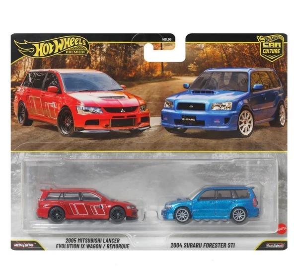 Hot Wheels Premium 2'li Paket 2005 MITSUBISHI LANCER EVOLUTION IX WAGON - 2004 SUBARU FORESTER STI JHW46 ürün görseli 1