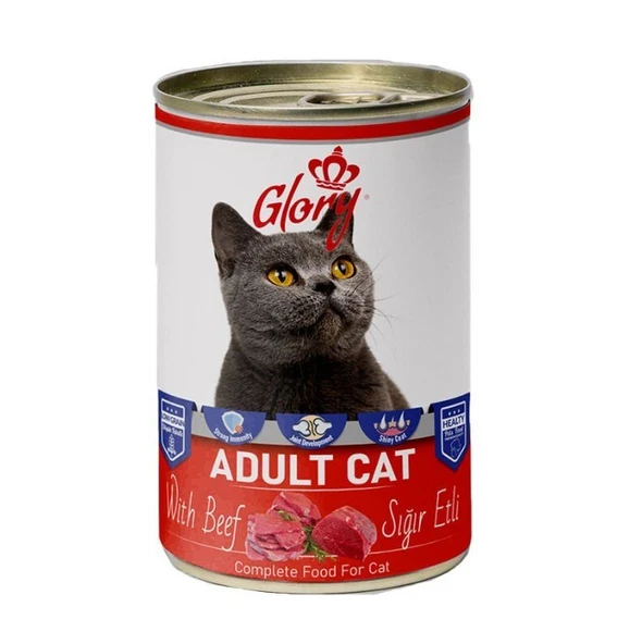 12x400 Gram Glory Parça Etli  Karışık Kedi Konservesi ürün görseli 1