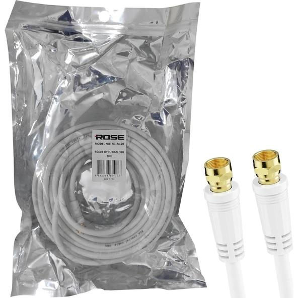 Rg6 F Konnektörlü Hazır Anten Kablo 20MT Rose Rc-24-20 ürün görseli 1