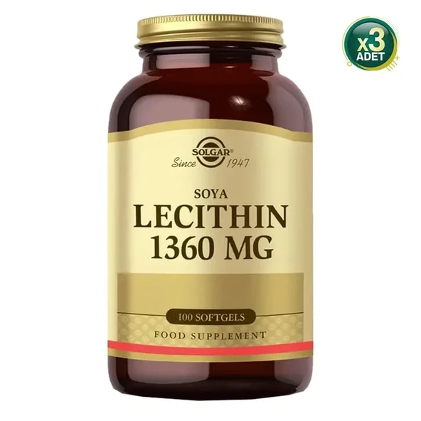 Solgar Soya Lecithin 1360 mg 100 Kapsül 3 Adet ürün görseli 1