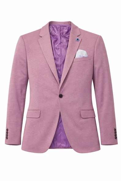 Erkek Pamuklu Penye Likralı Tek Düğmeli Çift Yırtmaçlı Blazer Ceket ürün görseli 1
