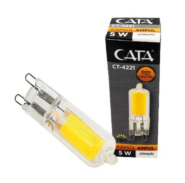 CATA 220v 5w G9 Kapsül Ampul GÜNIŞIĞI Işık 3200k Geniş Açı (Kıvrık İğne Ayaklı Avize Ampulü 220 Volt 5 Watt) ürün görseli 1