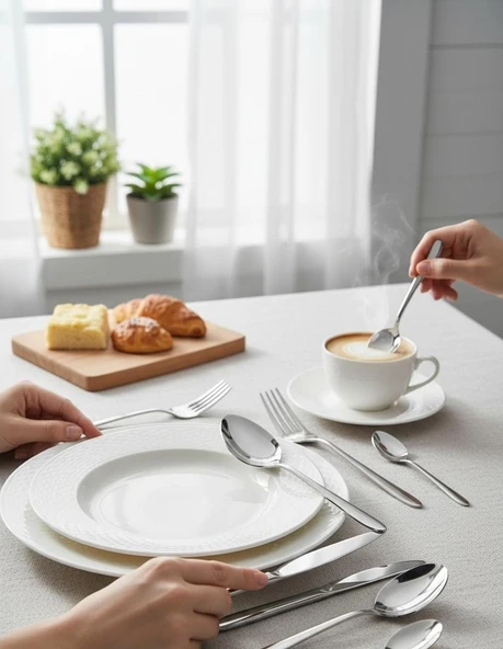 Özlife defne 30 parça çatal kaşık takımı seti 6 kişilik paslanmaz çelik ürün görseli 1