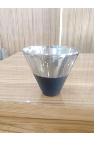Titanyum Kaplama Göürünümlü cam Konik Vazo En Küçük Boy  12,5 X 12 cm ürün görseli 1