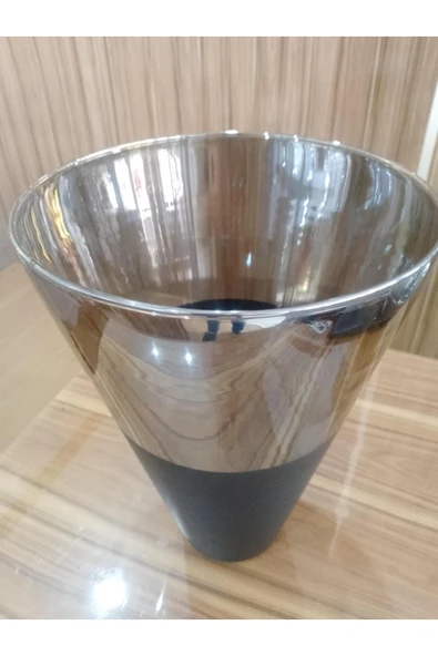 Titanyum Kaplama Görünümlü Cam Konik Vazo En Büyük Boy ürün görseli 1