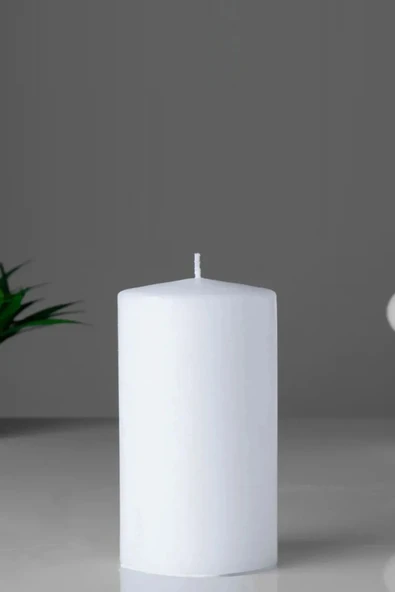 Silindir Kütük Mum Beyaz Lavanta Kokulu Genişlik 8 Cm - Yükseklik 10 Cm ürün görseli 1