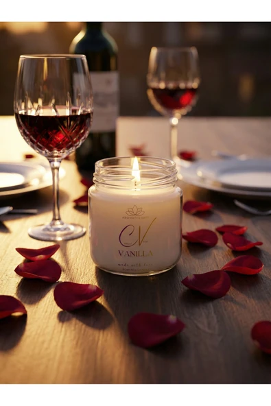 Vanilya Kokulu Mum-%100 Doğal Soya Wax Mum-Aromaterapi Mum-Şeffaf Kapaklı Şişe 100CC ürün görseli 1